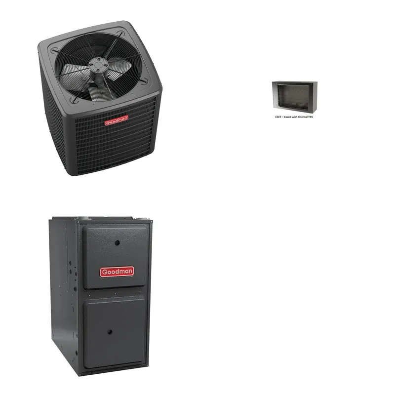 GOODMAN GLXS4BA2410+CSCT3012M3+GR9S800803BN - 2 Ton Ducted Air Conditioner & Gas Furnace System - R-32