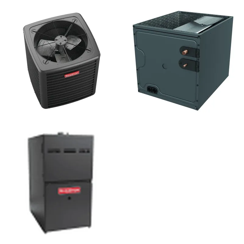 GOODMAN GLXS4BA2410+CAPTA3022A3+GR9S800604BN - 2 Ton Ducted Air Conditioner & Gas Furnace System - R-32