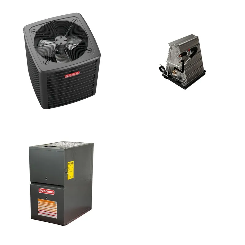 GOODMAN GLXS4BA6010+CAUTA6030D3+GR9S801205DN - 5 Ton Ducted Air Conditioner & Gas Furnace System - R-32