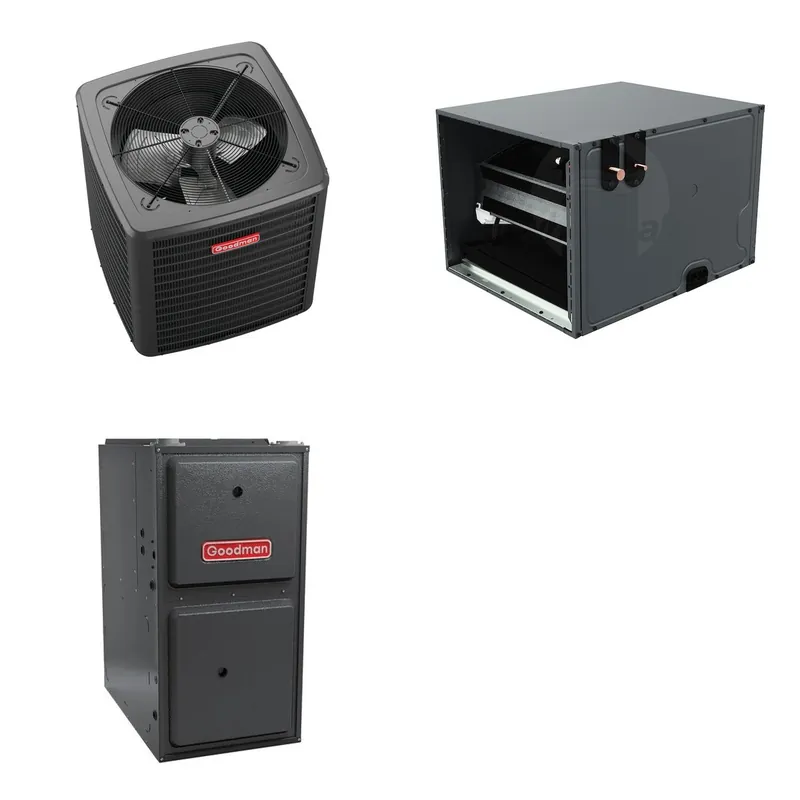 GOODMAN GLXS4BA1810+CAPTA2422A3+GR9S800803BN - 1.5 Ton Ducted Air Conditioner & Gas Furnace System - R-32
