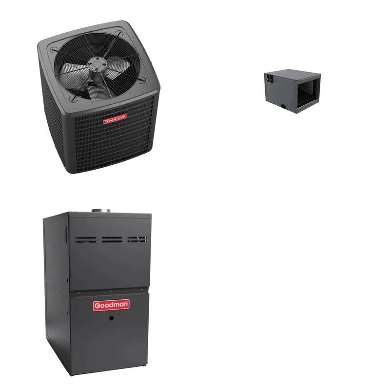 GOODMAN GLXS4BA2410+CHPTA3026B3+GR9S960403AN - 2 Ton Ducted Air Conditioner & Gas Furnace System - R-32
