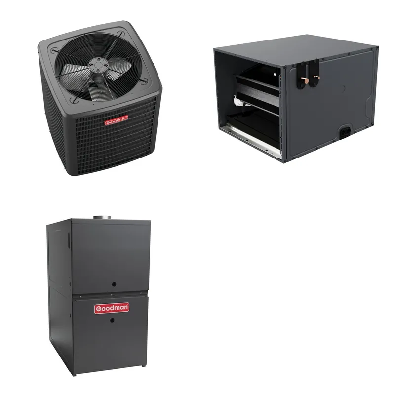 GOODMAN GLXS4BA3610+CHPTA4230C3+GR9S800804BU - 3 Ton Ducted Air Conditioner & Gas Furnace System - R-32