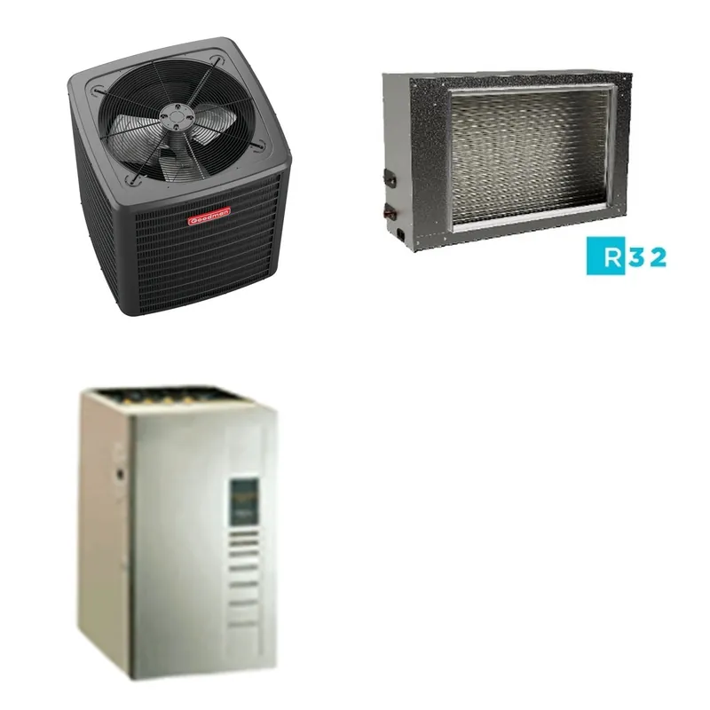 GOODMAN GLXS4BA3010+CSCT3612L3+GR9S960603BU - 2.5 Ton Ducted Air Conditioner & Gas Furnace System - R-32