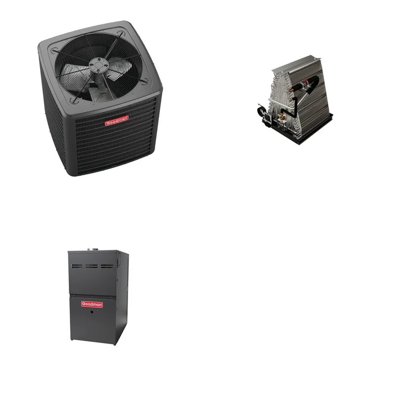 GOODMAN GLXS4BA3010+CAUTA3026C3+GR9S800805CN - 2.5 Ton Ducted Air Conditioner & Gas Furnace System - R-32