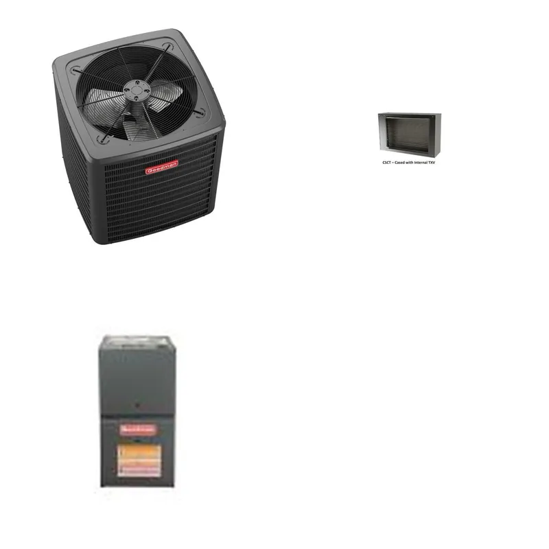 GOODMAN GLXS5BA2410+CSCT3012M3+GR9S800403AN - 2 Ton Ducted Air Conditioner & Gas Furnace System - R-32