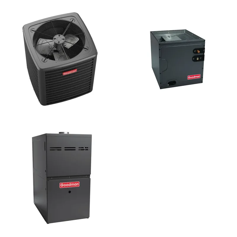 GOODMAN GLXS5BA3610+CAUTA3626B3+GR9S960805CN - 3 Ton Ducted Air Conditioner & Gas Furnace System - R-32
