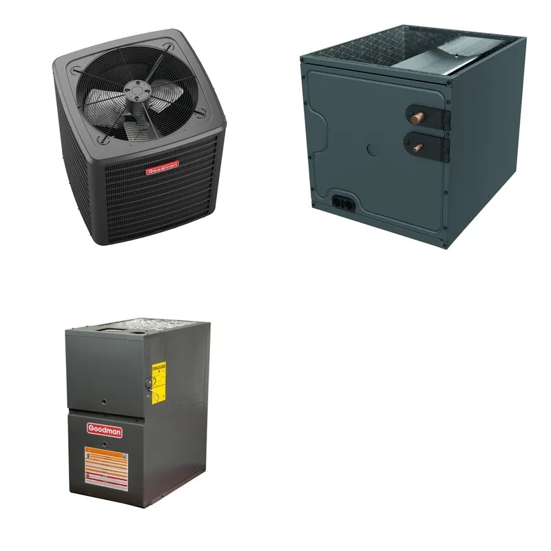 GOODMAN GLXS4BA2410+CAPTA2422A3+GR9S800603AN - 2 Ton Ducted Air Conditioner & Gas Furnace System - R-32