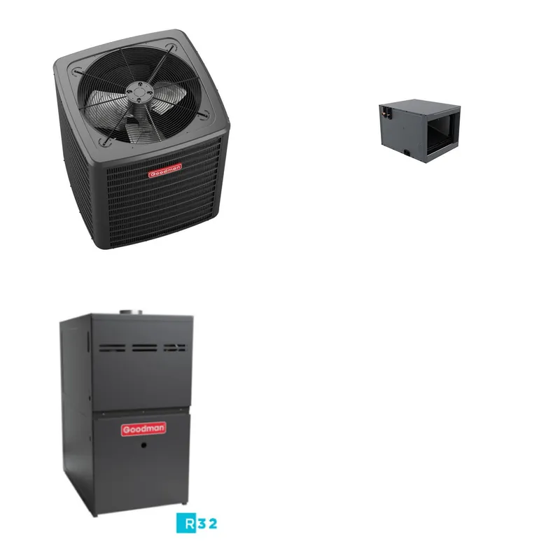 GOODMAN GLXS5BA3010+CHPTA3026C3+GR9S801005CN - 2.5 Ton Ducted Air Conditioner & Gas Furnace System - R-32
