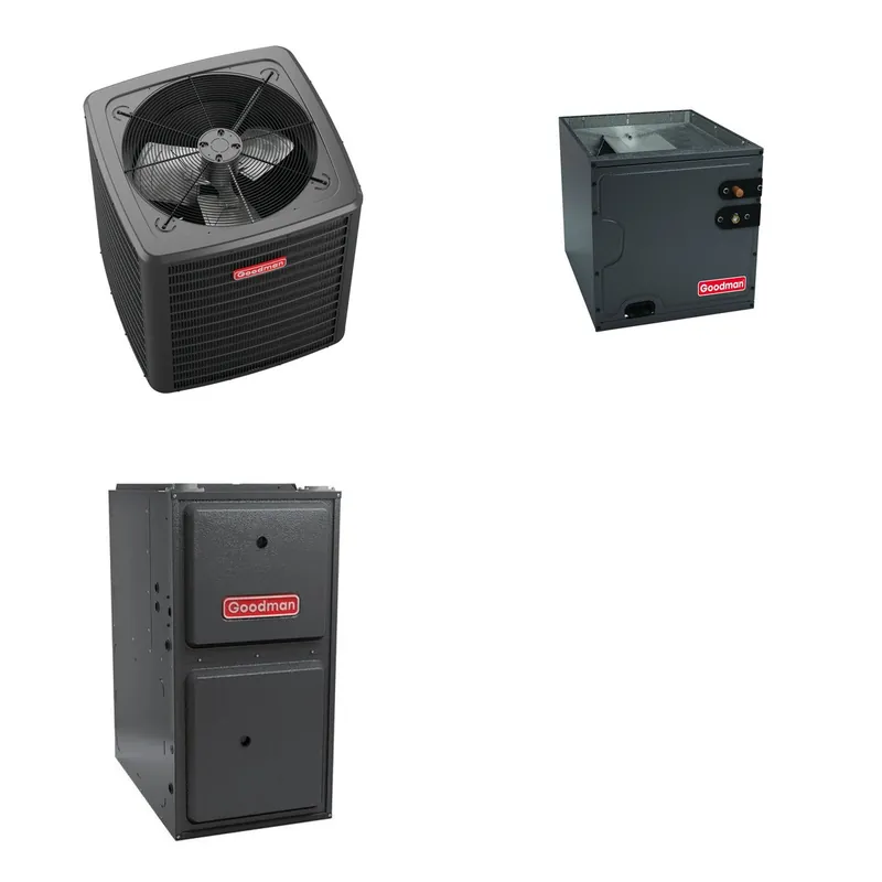 GOODMAN GLXS4BA3610+CAUTA3626B3+GR9S800803BN - 3 Ton Ducted Air Conditioner & Gas Furnace System - R-32