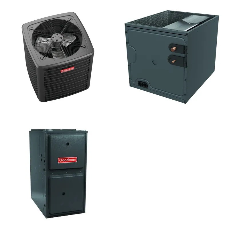GOODMAN GLXS4BA2410+CAPTA3022B3+GR9S960403BU - 2 Ton Ducted Air Conditioner & Gas Furnace System - R-32