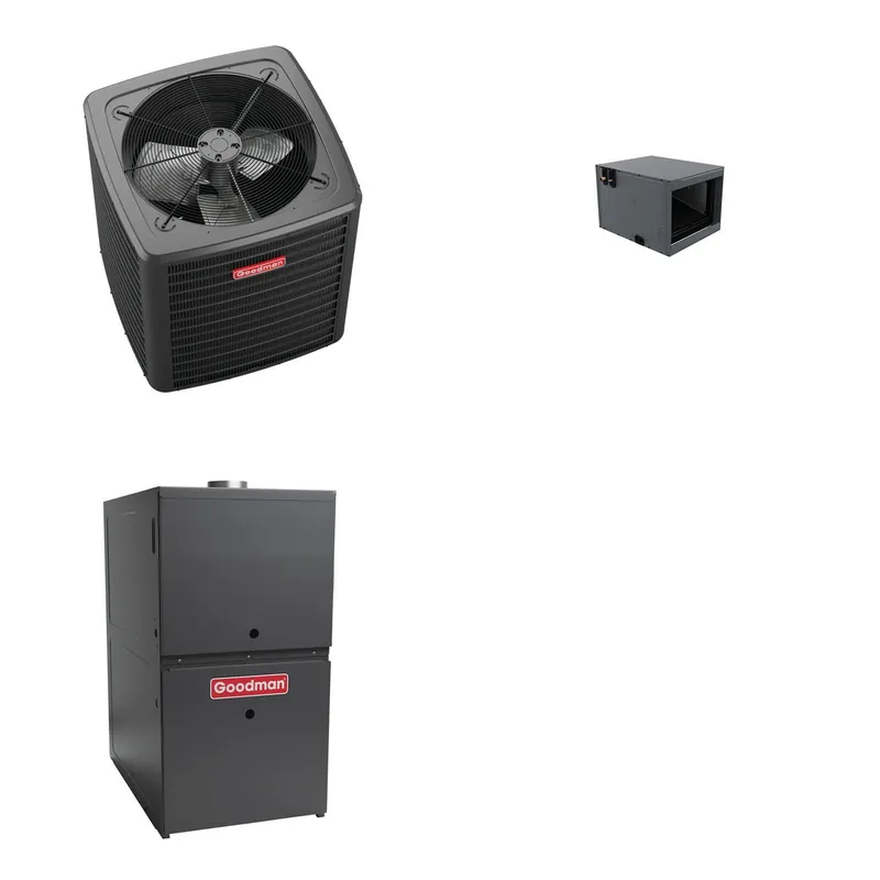 GOODMAN GLXS4BA3010+CHPTA3026C3+GR9S800804BU - 2.5 Ton Ducted Air Conditioner & Gas Furnace System - R-32