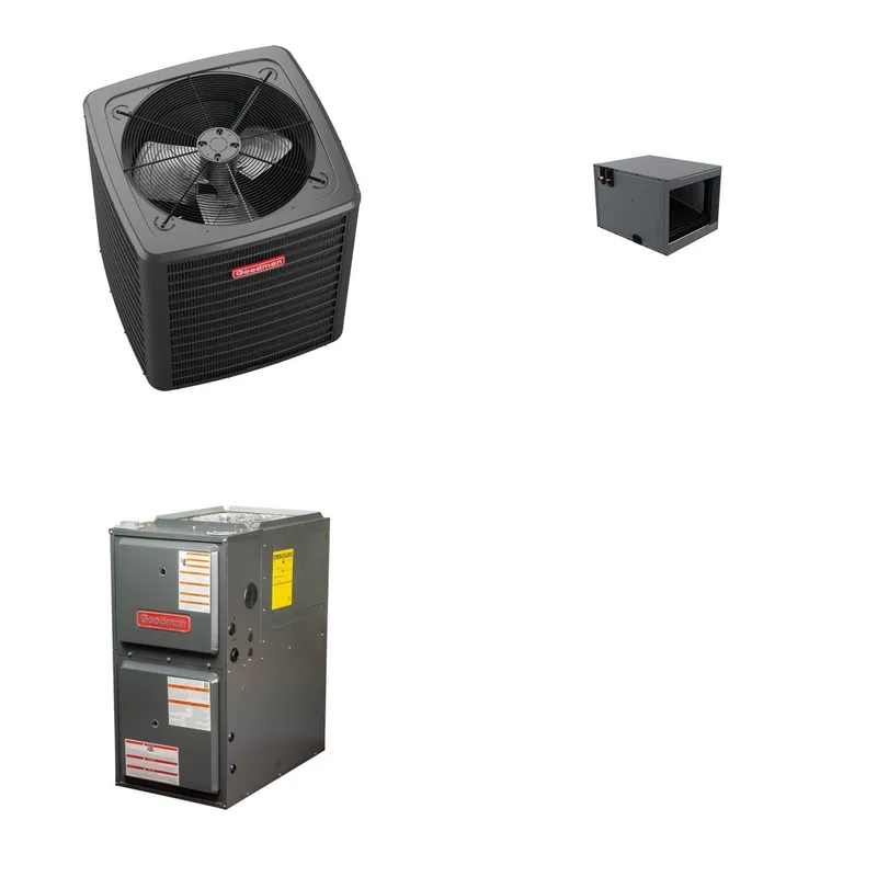 GOODMAN GLXS4BA2410+CHPTA3026B3+GR9S960803BN - 2 Ton Ducted Air Conditioner & Gas Furnace System - R-32