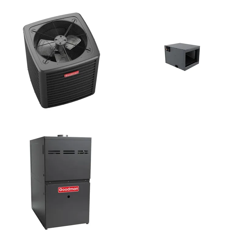 GOODMAN GLXS5BA3010+CHPTA3630C3+GR9S800805CU - 2.5 Ton Ducted Air Conditioner & Gas Furnace System - R-32