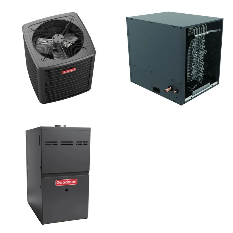 GOODMAN GLXS5BA2410+CHPTA2426B3+GR9S960403AN - 2 Ton Ducted Air Conditioner & Gas Furnace System - R-32