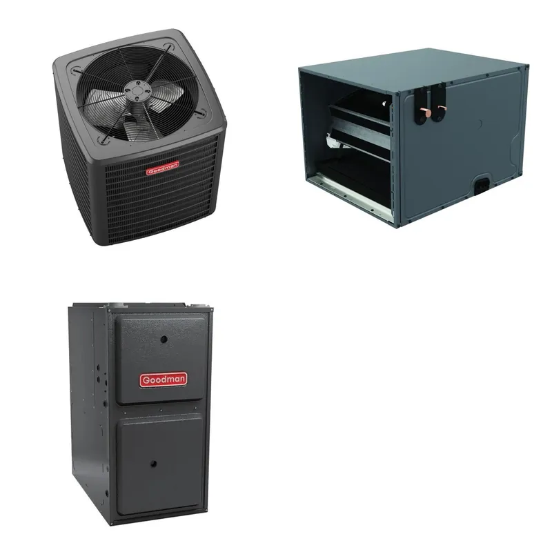 GOODMAN GLXS5BA3010+CHPTA3026B3+GR9S800803BN - 2.5 Ton Ducted Air Conditioner & Gas Furnace System - R-32