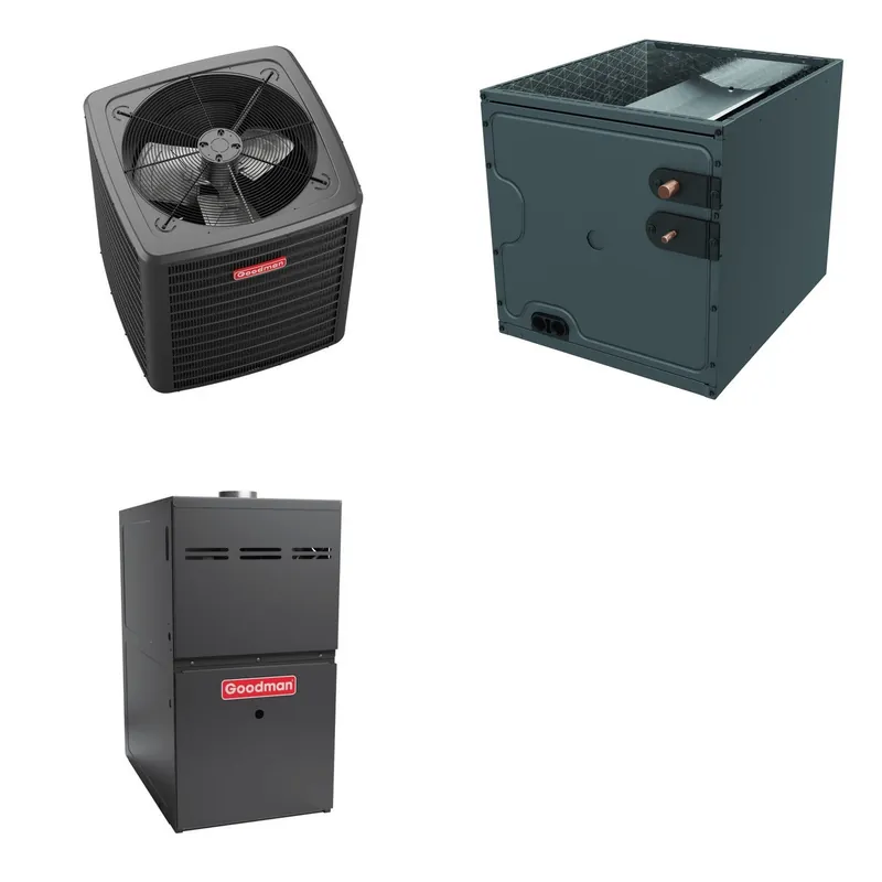 GOODMAN GLXS5BA6010+CAPTA6030C3+GR9S921005CN - 5 Ton Ducted Air Conditioner & Gas Furnace System - R-32