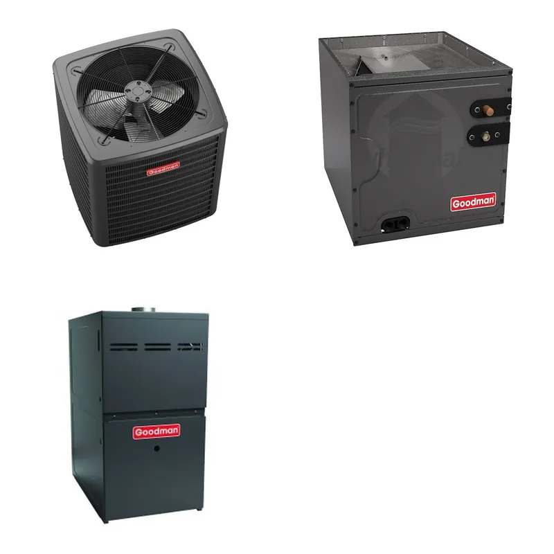 GOODMAN GLXS5BA3610+CAPTA4230D3+GR9S960805CU - 3 Ton Ducted Air Conditioner & Gas Furnace System - R-32