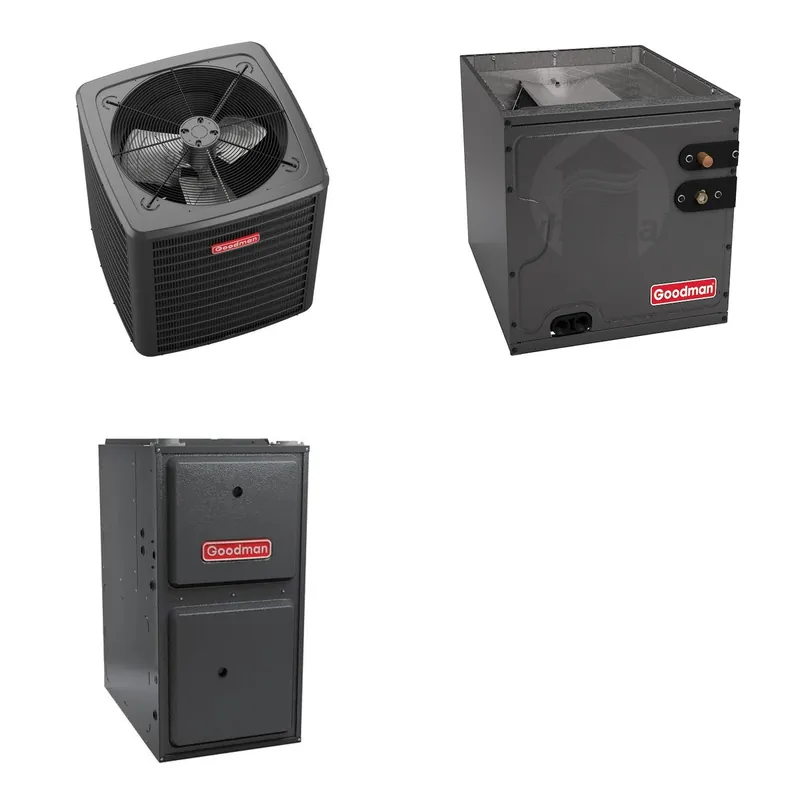 GOODMAN GLXS5BA3010+CAPTA3026C3+GR9S800803BN - 2.5 Ton Ducted Air Conditioner & Gas Furnace System - R-32