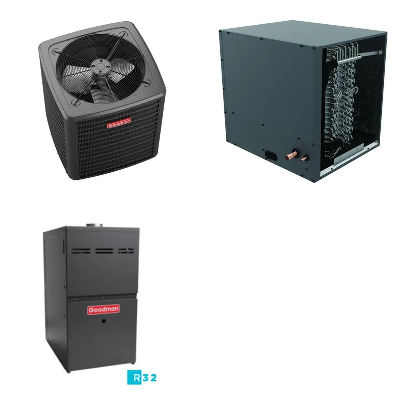 GOODMAN GLXS4BA3610+CHPTA3630B3+GR9S801005CN - 3 Ton Ducted Air Conditioner & Gas Furnace System - R-32