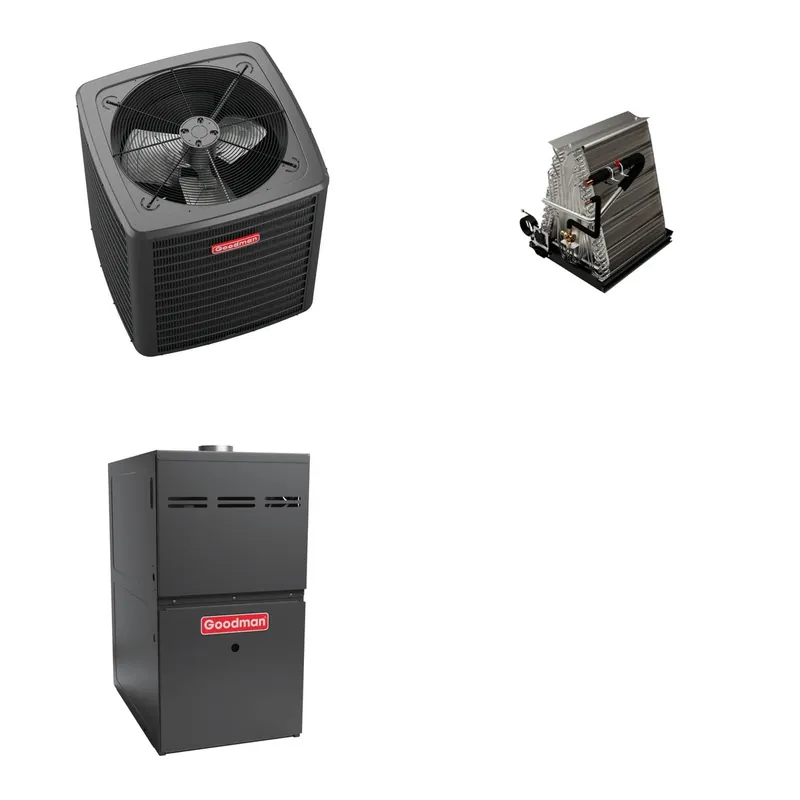 GOODMAN GLXS4BA3010+CAUTA3026C3+GR9S800804CN - 2.5 Ton Ducted Air Conditioner & Gas Furnace System - R-32
