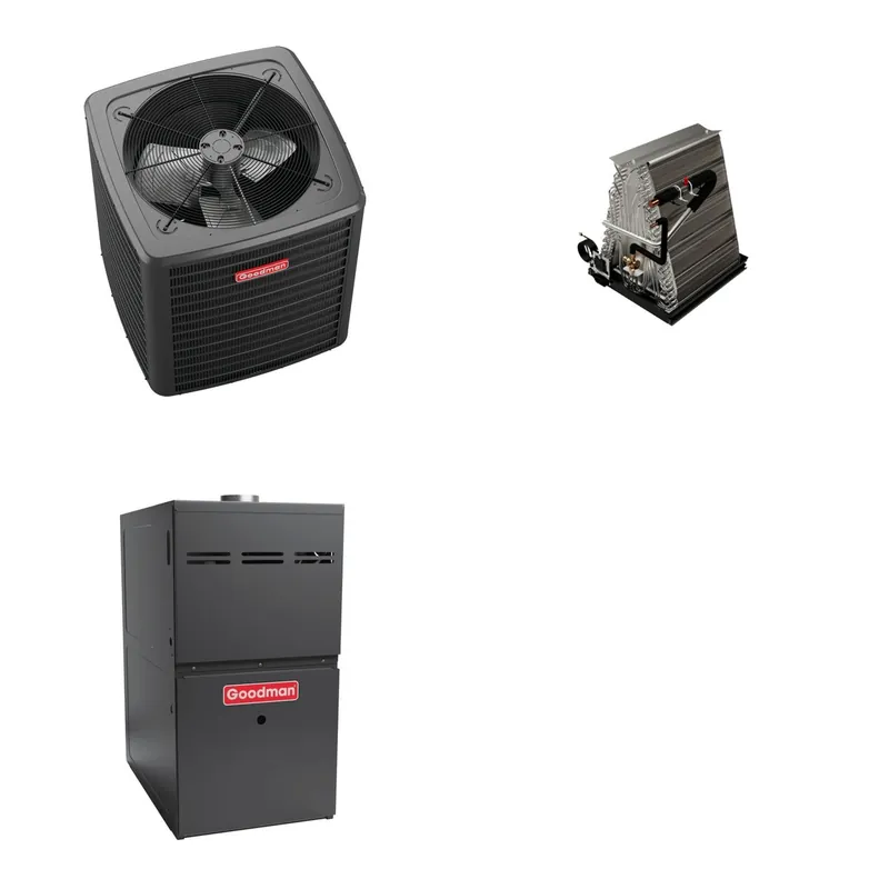 GOODMAN GLXS4BA3010+CAUTA3026B3+GR9S921004CN - 2.5 Ton Ducted Air Conditioner & Gas Furnace System - R-32