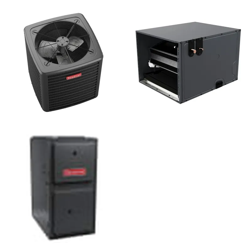 GOODMAN GLXS5BA6010+CHPTA6030D3+GR9S921205DN - 5 Ton Ducted Air Conditioner & Gas Furnace System - R-32