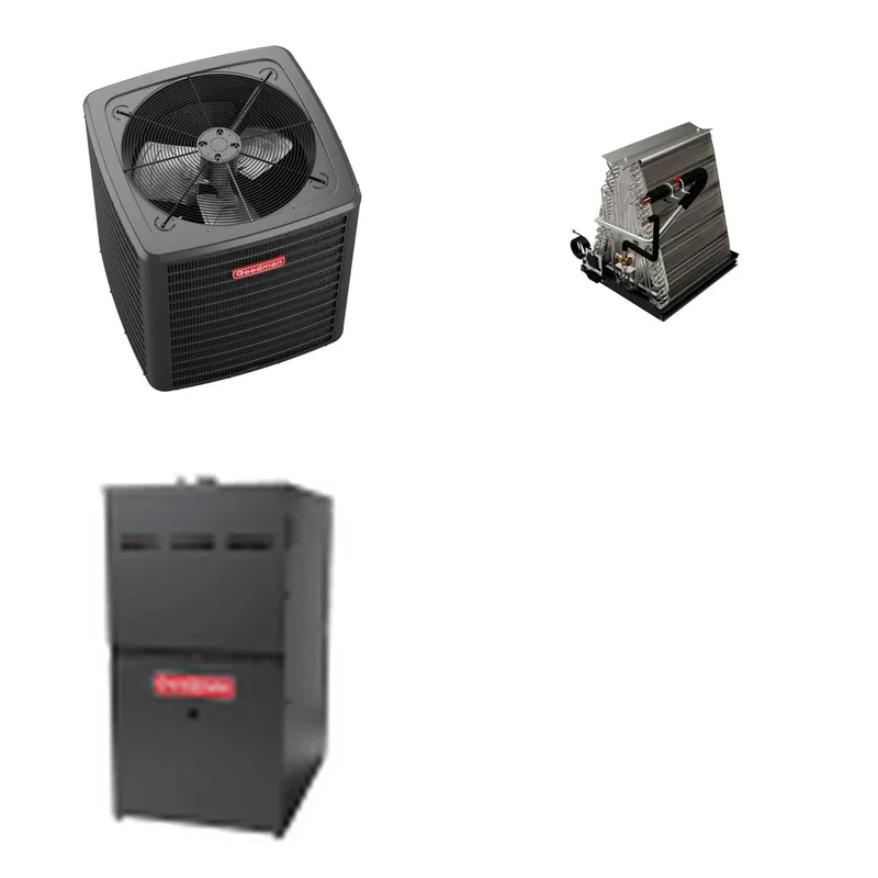 GOODMAN GLXS5BA3010+CAUTA3026B3+GR9S800804BN - 2.5 Ton Ducted Air Conditioner & Gas Furnace System - R-32