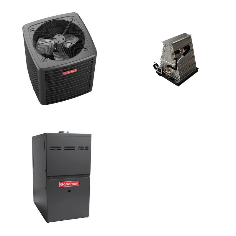 GOODMAN GLXS5BA6010+CAUTA6030D3+GR9S960805CN - 5 Ton Ducted Air Conditioner & Gas Furnace System - R-32