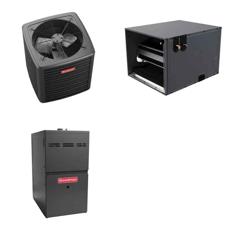 GOODMAN GLXS5BA3610+CHPTA4830C3+GR9S921005CN - 3 Ton Ducted Air Conditioner & Gas Furnace System - R-32