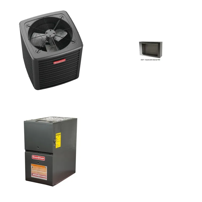 GOODMAN GLXS4BA2410+CSCT3012M3+GR9S800603AN - 2 Ton Ducted Air Conditioner & Gas Furnace System - R-32