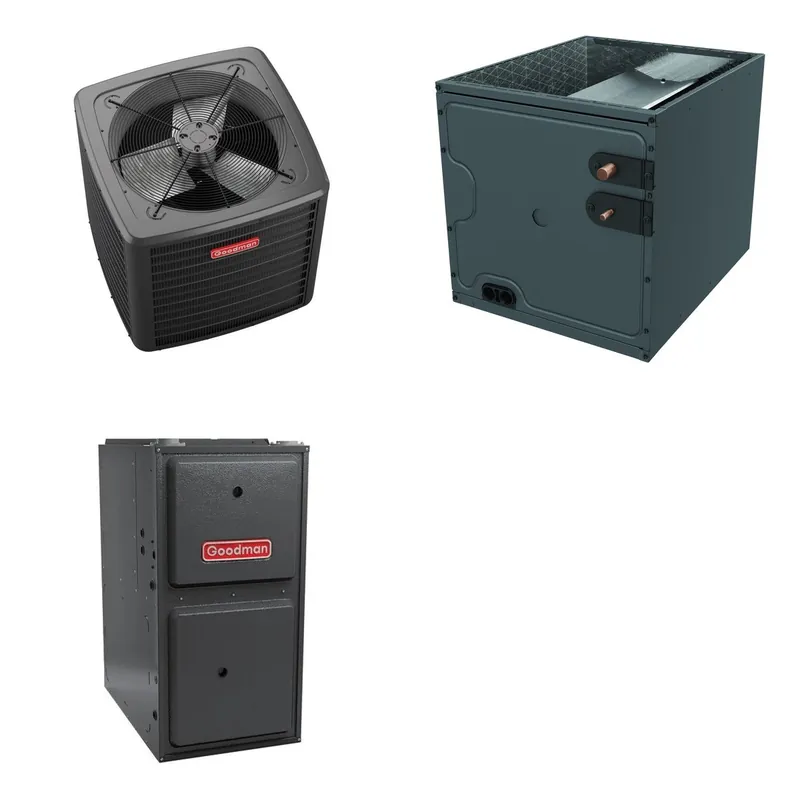 GOODMAN GLXS5BA1810+CAPTA1818A3+GR9S800803BN - 1.5 Ton Ducted Air Conditioner & Gas Furnace System - R-32