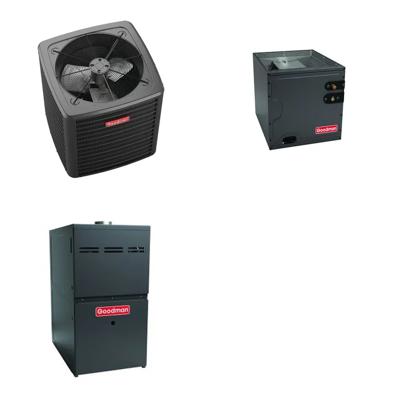 GOODMAN GLXS4BA3010+CAUTA3626B3+GR9S960805CU - 2.5 Ton Ducted Air Conditioner & Gas Furnace System - R-32