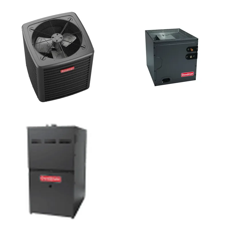 GOODMAN GLXS5BA3610+CAUTA3626B3+GR9S800804BN - 3 Ton Ducted Air Conditioner & Gas Furnace System - R-32