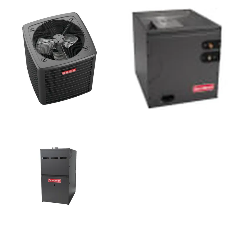 GOODMAN GLXS4BA6010+CAPTA6030D3+GR9S800805CN - 5 Ton Ducted Air Conditioner & Gas Furnace System - R-32