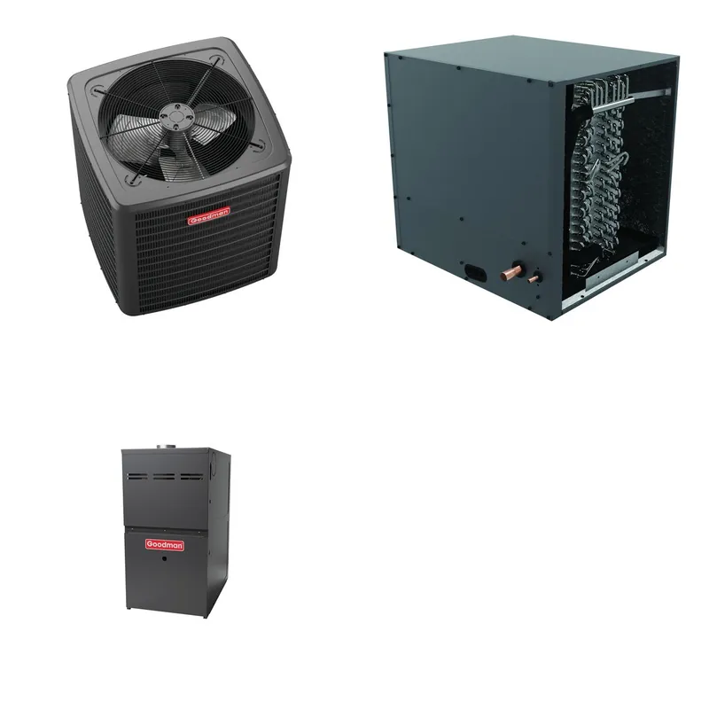 GOODMAN GLXS4BA1810+CHPTA2426B3+GR9S800603BN - 1.5 Ton Ducted Air Conditioner & Gas Furnace System - R-32