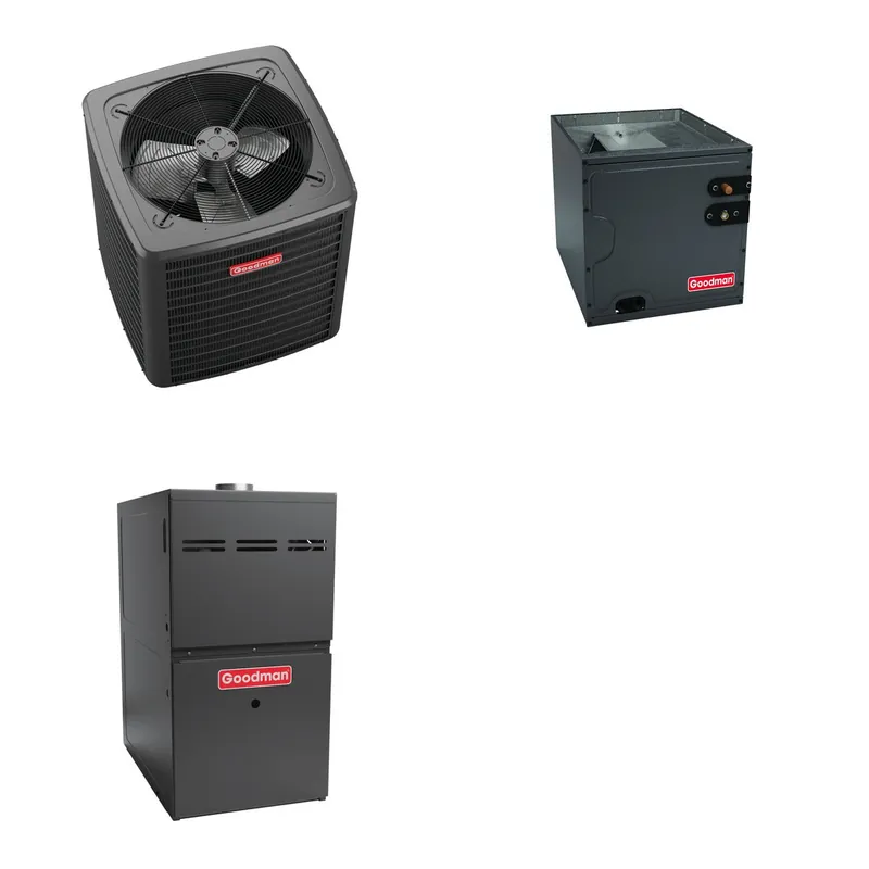 GOODMAN GLXS4BA3610+CAUTA3626B3+GR9S800804CN - 3 Ton Ducted Air Conditioner & Gas Furnace System - R-32