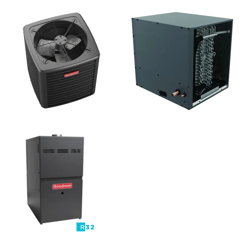 GOODMAN GLXS5BA3610+CHPTA3630B3+GR9S801005CN - 3 Ton Ducted Air Conditioner & Gas Furnace System - R-32