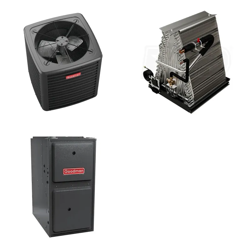 GOODMAN GLXS4BA1810+CAUTA1818B3+GR9S800803BN - 1.5 Ton Ducted Air Conditioner & Gas Furnace System - R-32
