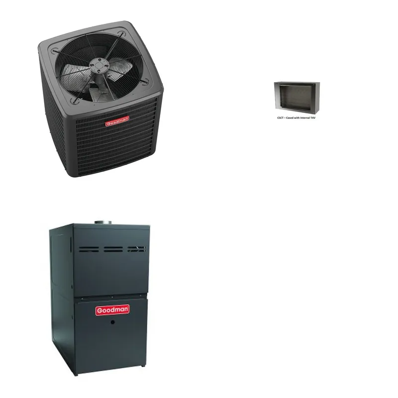 GOODMAN GLXS4BA3010+CSCT3012M3+GR9S960805CU - 2.5 Ton Ducted Air Conditioner & Gas Furnace System - R-32