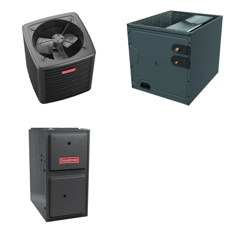 GOODMAN GLXS4BA2410+CAPTA3022B3+GR9S800803BN - 2 Ton Ducted Air Conditioner & Gas Furnace System - R-32