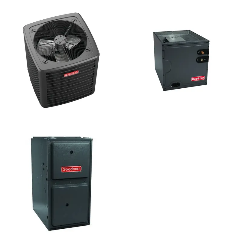 GOODMAN GLXS4BA3010+CAUTA3626B3+GR9S960403BU - 2.5 Ton Ducted Air Conditioner & Gas Furnace System - R-32
