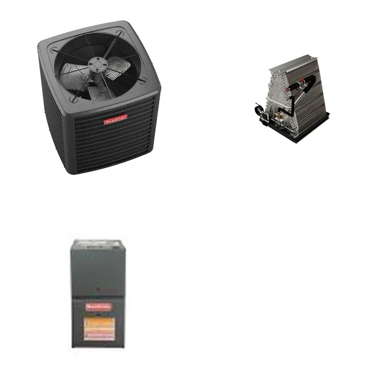 GOODMAN GLXS5BA3010+CAUTA3026C3+GR9S800403AN - 2.5 Ton Ducted Air Conditioner & Gas Furnace System - R-32