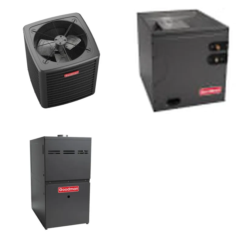 GOODMAN GLXS5BA6010+CAPTA6030D3+GR9S800805CU - 5 Ton Ducted Air Conditioner & Gas Furnace System - R-32
