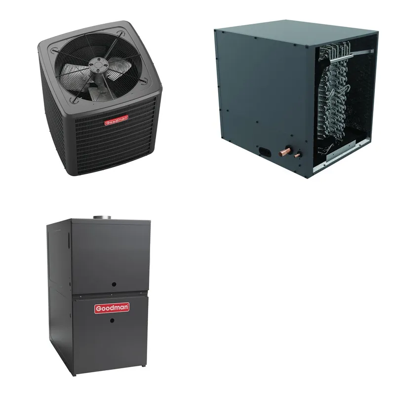 GOODMAN GLXS4BA3010+CHPTA3630B3+GR9S800804BU - 2.5 Ton Ducted Air Conditioner & Gas Furnace System - R-32
