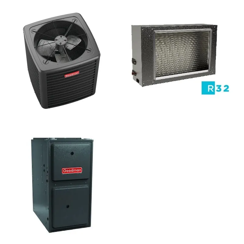 GOODMAN GLXS4BA3010+CSCT3612L3+GR9S960403BU - 2.5 Ton Ducted Air Conditioner & Gas Furnace System - R-32