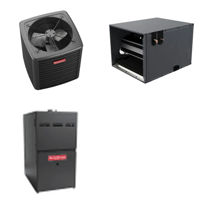 GOODMAN GLXS5BA3610+CHPTA4830C3+GR9S800604BN - 3 Ton Ducted Air Conditioner & Gas Furnace System - R-32