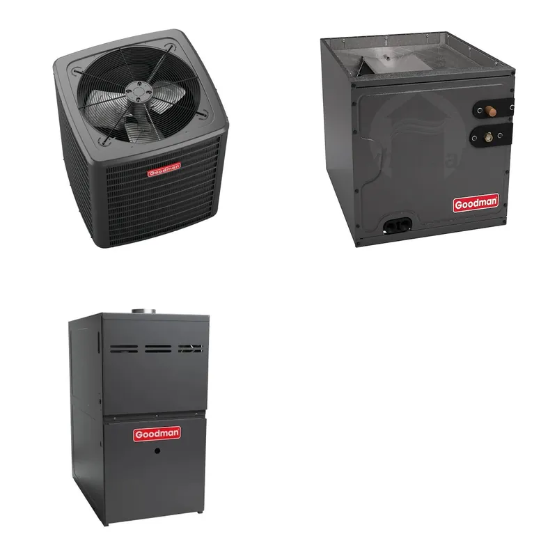 GOODMAN GLXS4BA3010+CAPTA3026C3+GR9S800805CU - 2.5 Ton Ducted Air Conditioner & Gas Furnace System - R-32