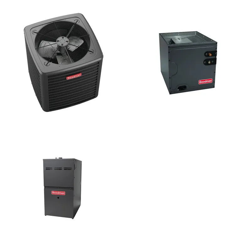 GOODMAN GLXS4BA3610+CAUTA3626B3+GR9S800805CN - 3 Ton Ducted Air Conditioner & Gas Furnace System - R-32
