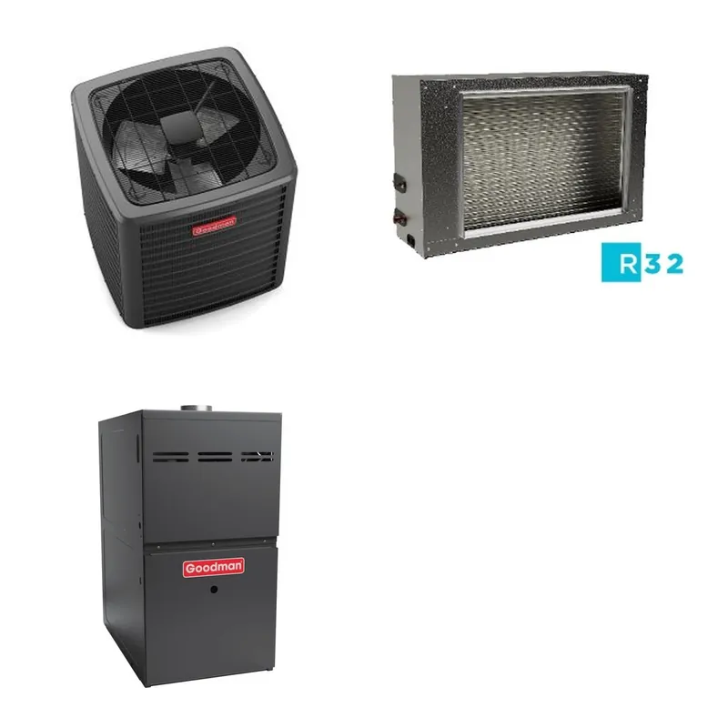 GOODMAN GLXS5BA4810+CSCT6012L3+GR9S960805CN - 4 Ton Ducted Air Conditioner & Gas Furnace System - R-32