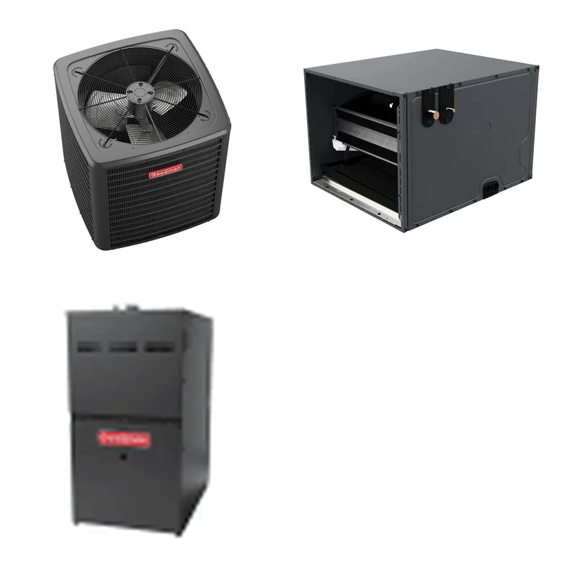 GOODMAN GLXS5BA3610+CHPTA4830C3+GR9S800804BN - 3 Ton Ducted Air Conditioner & Gas Furnace System - R-32